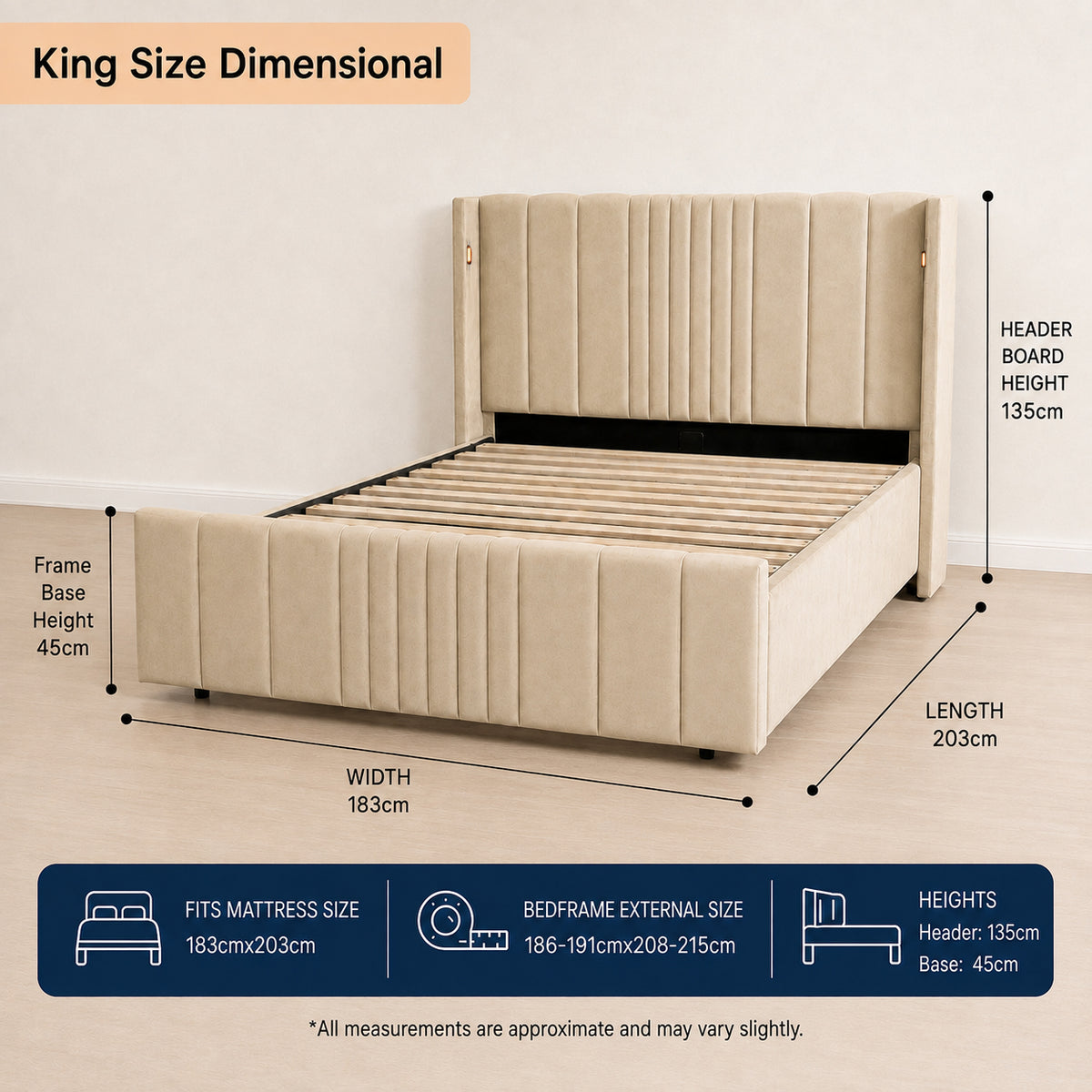 Horizon Comfort Bedframe - Beige