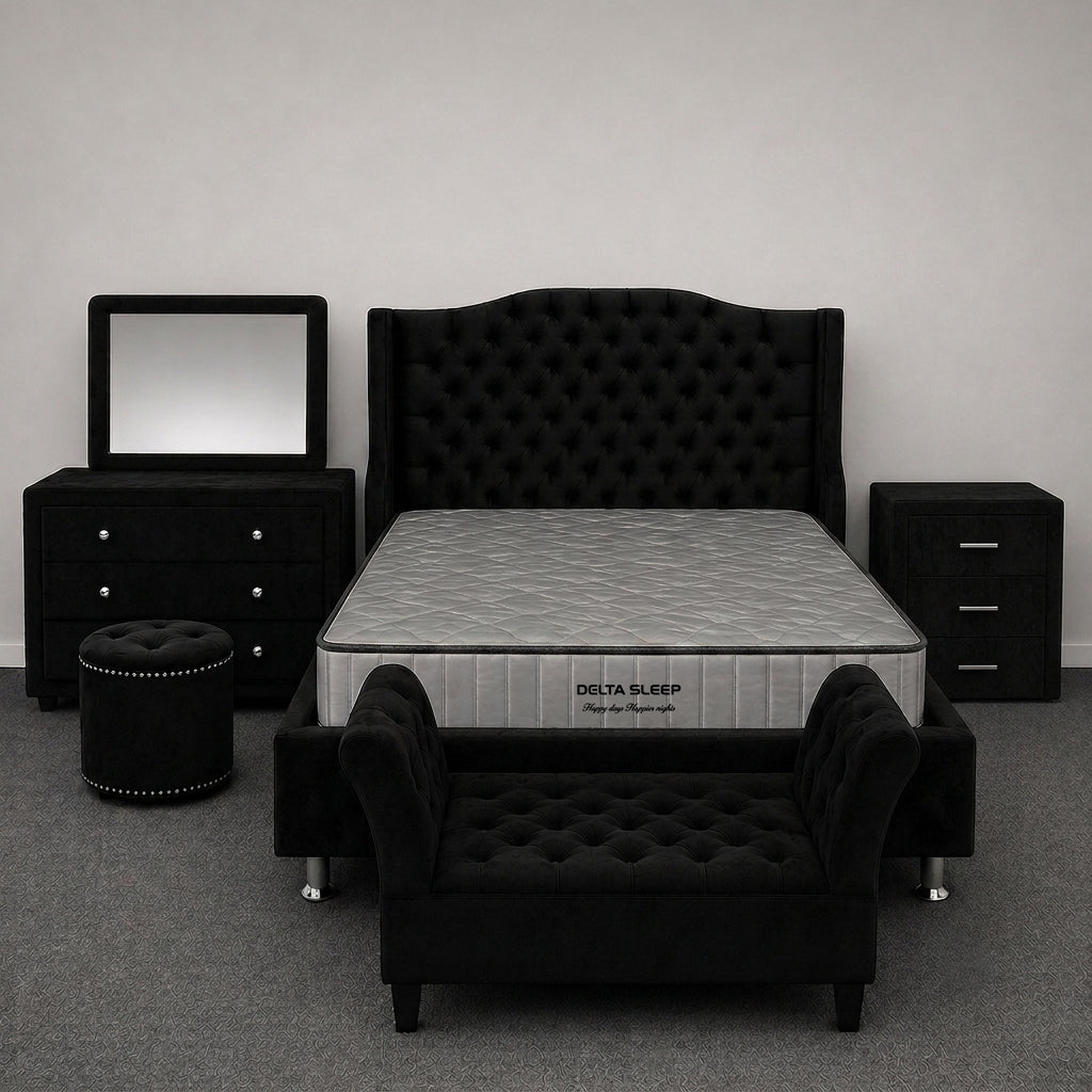 Chesterfield Black Bedroom Suite - Queen Size