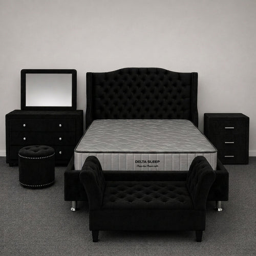 Chesterfield Black Bedroom Suite - Queen Size