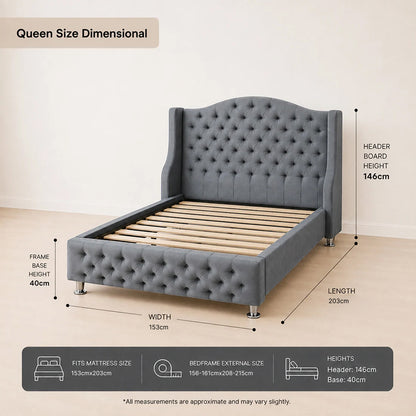 Chesterfield Bed - Dark Grey
