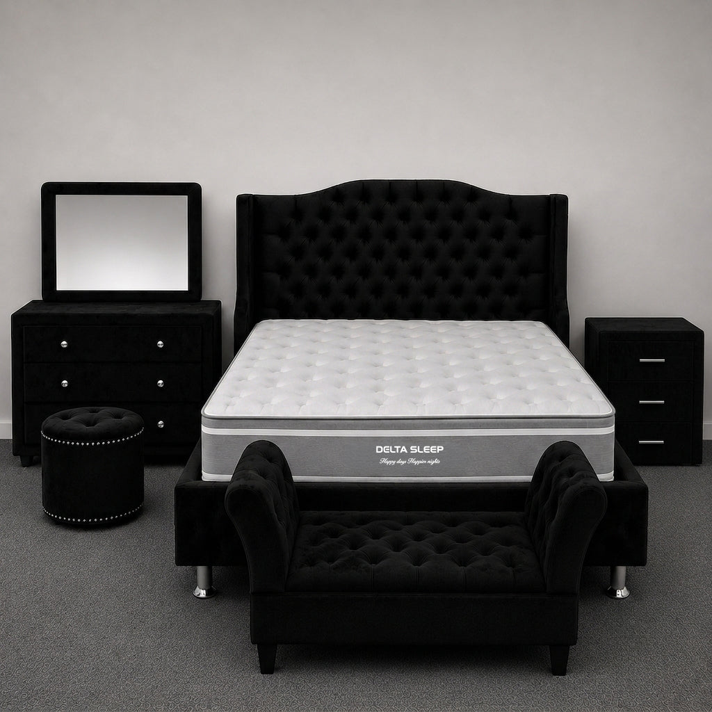 Chesterfiled Black Bedroom Suite - King Size