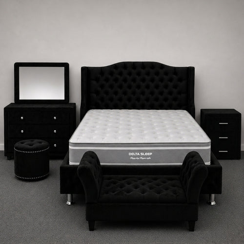 Chesterfiled Black Bedroom Suite - King Size